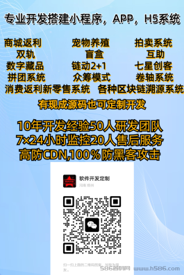 专业开发定制APP，小程序，H5系统，免费维护一年