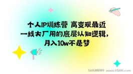 副业兼职，创业赚钱：个人IP训练营 离变现最近，一线互联网大厂用的底层认知逻辑，月入10w不是梦