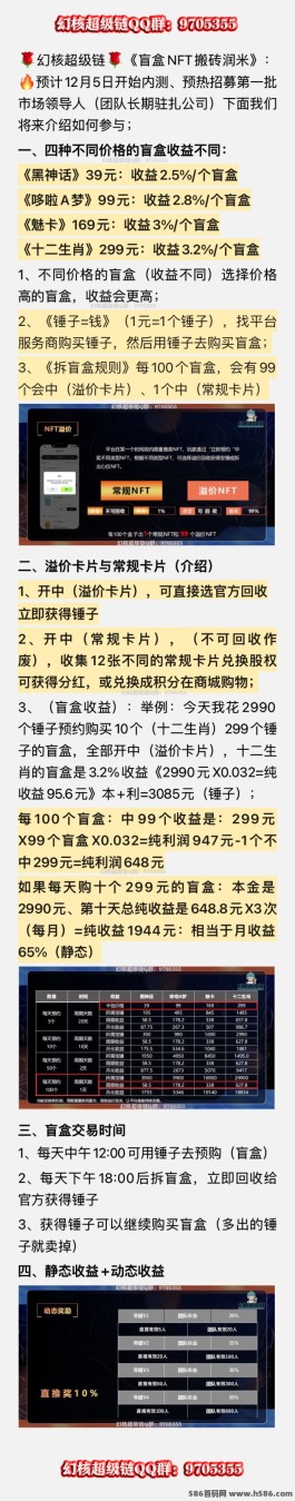 幻核超级链扶持计划：稳定收溢，盲盒搬砖带来3.2%日润+高达50%团队奖励！