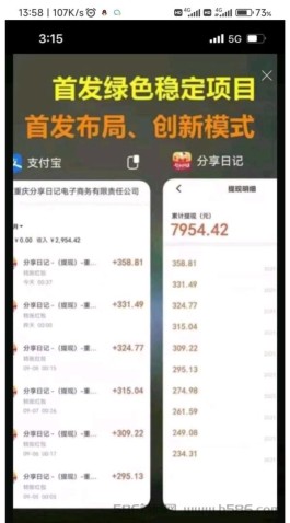 分享日记，首码新项目，消费分H