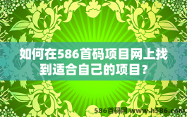 如何在586首码项目网上找到适合自己的项目？