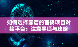 如何选择靠谱的首码项目对接平台：注意事项与攻略