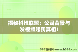 揭秘抖推联盟：公司背景与发视频赚钱真相！