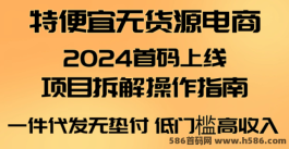 2024特便宜无货源电商掘金，一部手机轻松入场，单日破千，空白市场等你探索！