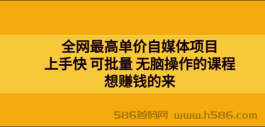 全网最单高价自媒体项目：上手快可批量无脑操作的课程，想赚钱的来