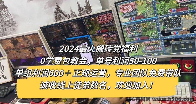 2024最火搬砖党福利 0学费包教会，不画大饼单号50+  单组600+